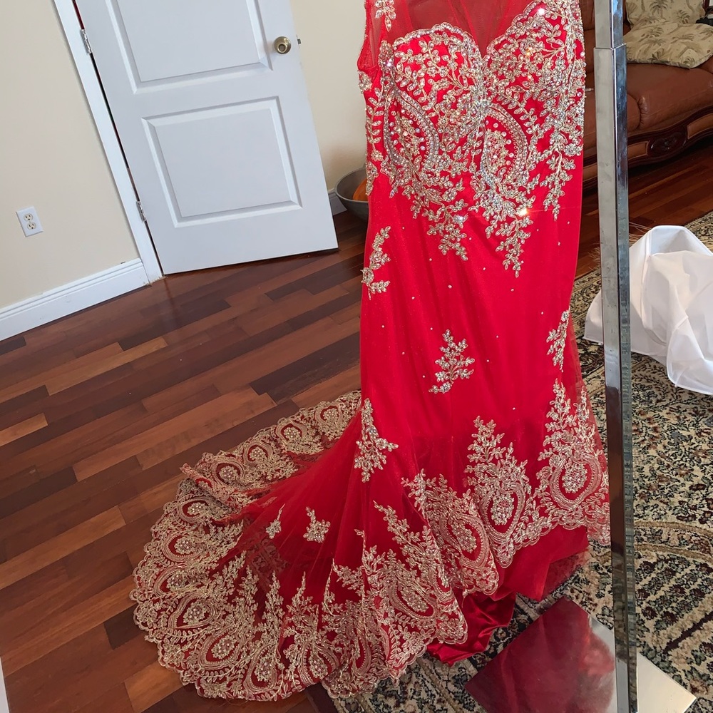 Red & Gold Tiffany Prom Dress